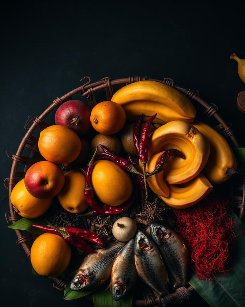 Panier du marché de Mamoudzou au lever du jour